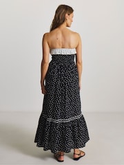 Figleaves Spot Tiered Maxi Bandeau Beach Black Dress - Image 3 of 4