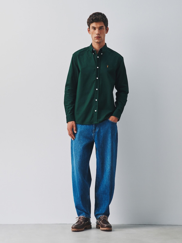 Green Regular Fit Oxford Long Sleeve Shirt - Image 2 of 11 Green Regular Fit Oxford Long Sleeve Shirt - Image 2 of 11