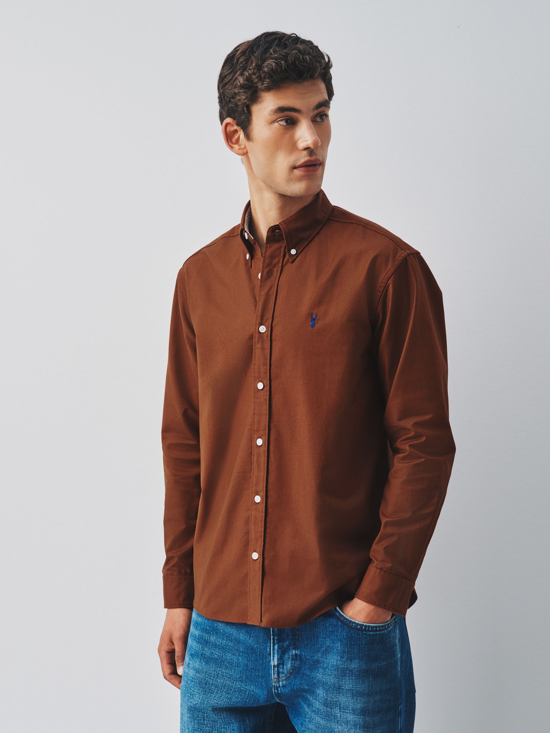 Buy Tobacco Orange Regular Fit Oxford Long Sleeve Shirt from Next