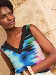 Love & Roses Navy Ombre Chiffon Trim V-Neck Jersey Vest - Image 2 of 4
