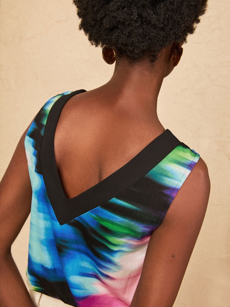 Love & Roses Navy Ombre Chiffon Trim V-Neck Jersey Vest - Image 4 of 4