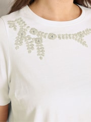 Evans White Beaded T-Shirt - Image 4 of 5