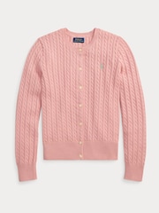 Polo Ralph Lauren Pink Cable Knit Button Through Cardigan - Image 1 of 2