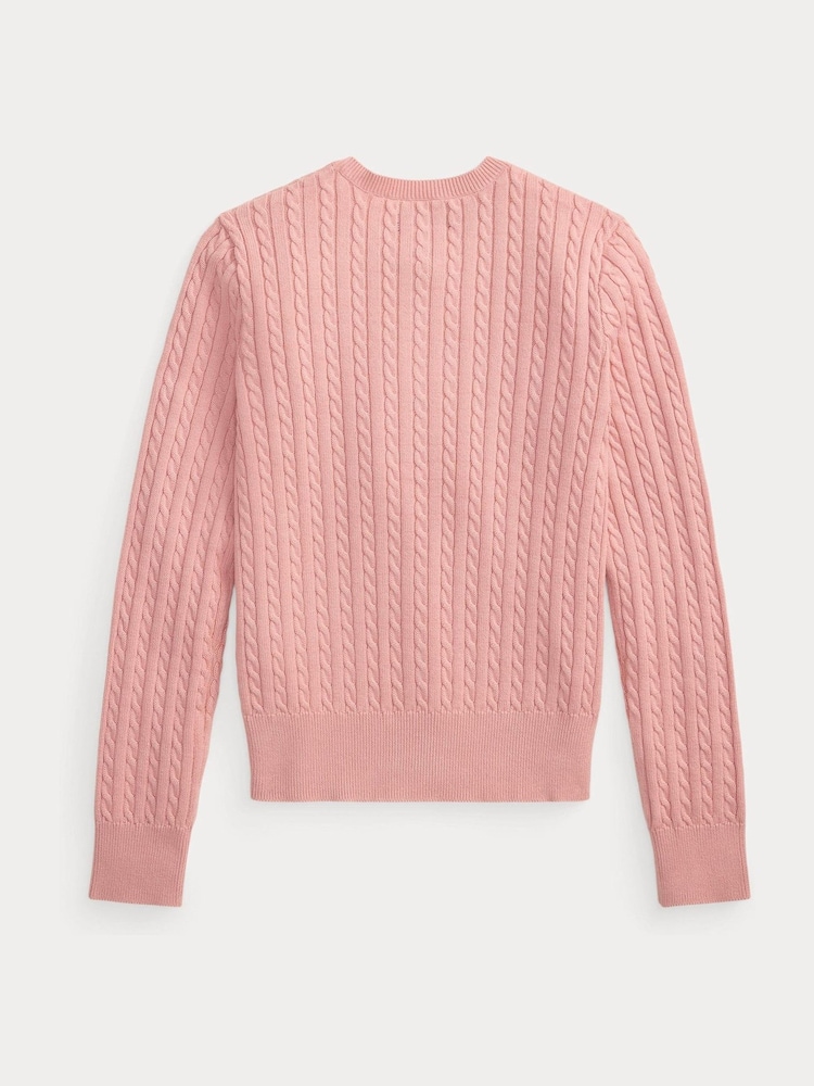 Polo Ralph Lauren Pink Cable Knit Button Through Cardigan - Image 2 of 2