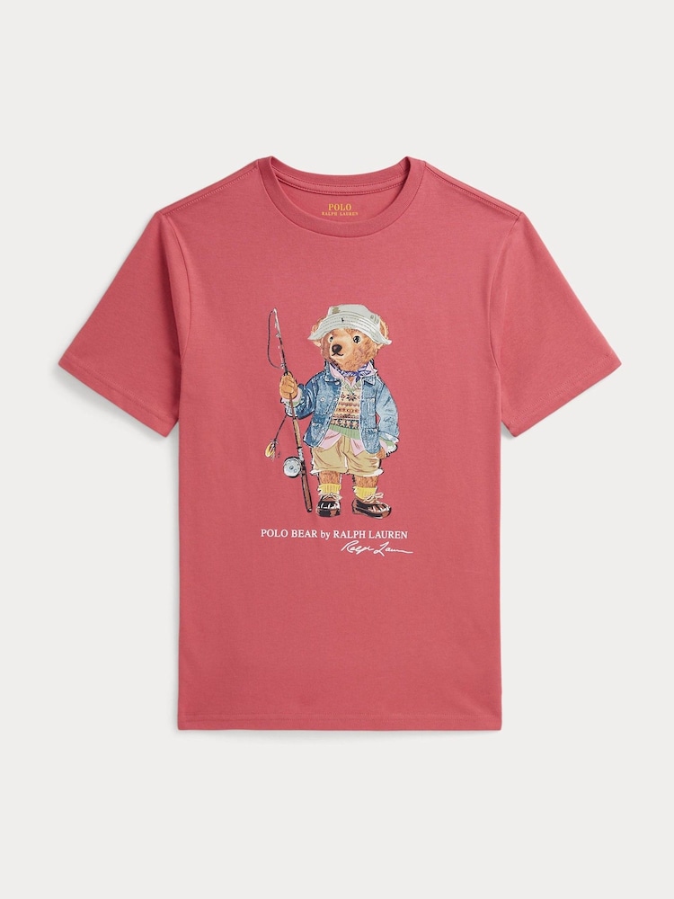 Polo Ralph Lauren Red Fishing Polo Bear Graphic T-Shirt - Image 1 of 2