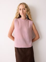 Jigsaw Pink Cloud Cashmere Crew Neck Vest - Image 1 of 4