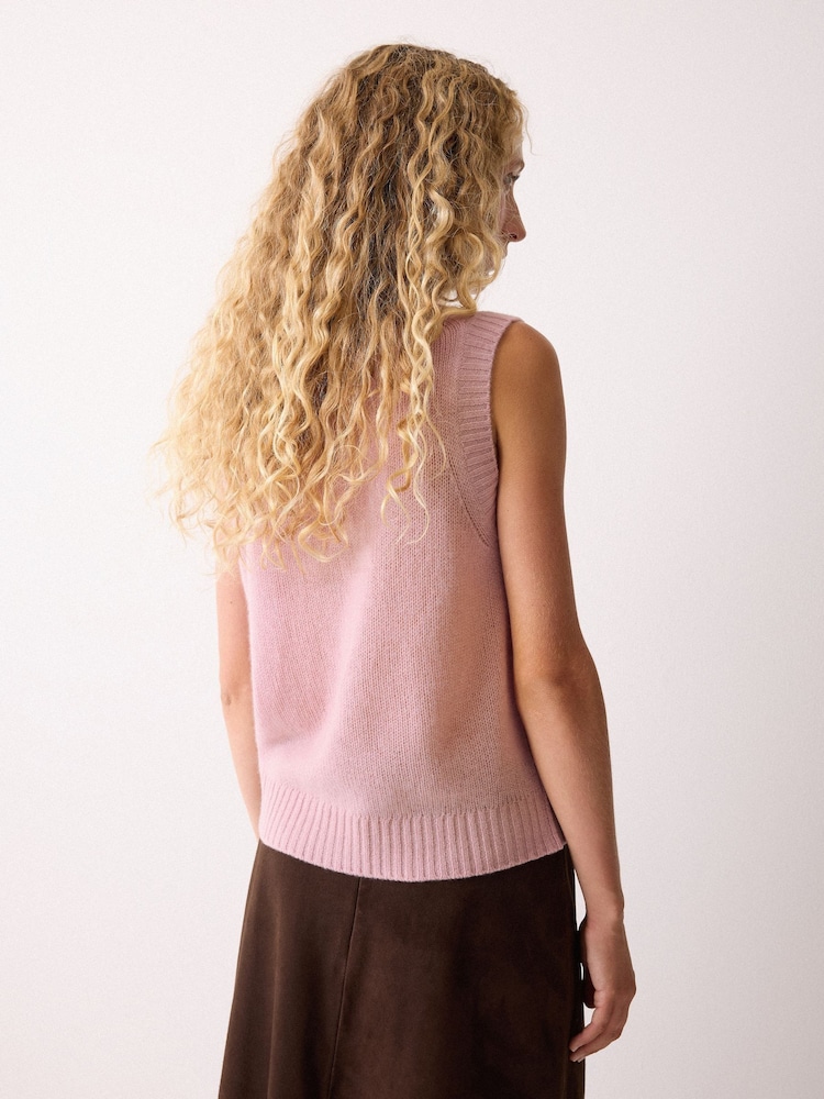 Jigsaw Pink Cloud Cashmere Crew Neck Vest - Image 2 of 4