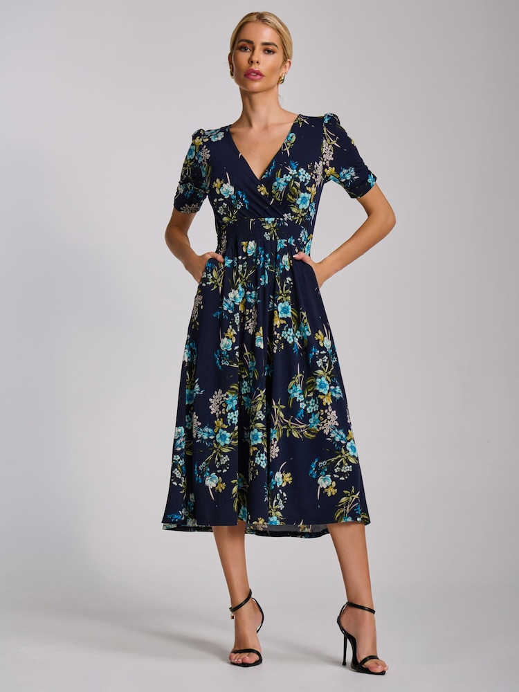 short sleeve jersey midi dress Buy Jolie Moi Navy Floral Short Sleeve Printed Jersey Midi Dress from Next  USA