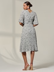 Jolie Moi Black Half Sleeve Pleated Midi Dress - Image 2 of 6