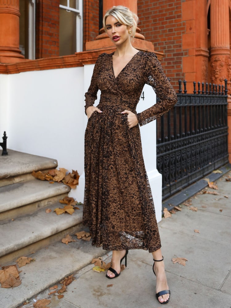 chinese dress ladies Women's Boho Lace Brown Dress