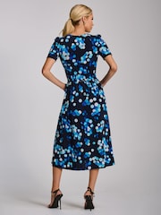 Jolie Moi Blue Short Sleeve Printed Jersey Midi Dress - Image 2 of 6