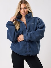 Gym King Blue Long Line Borg Full Zip Fleece - Image 2 of 3