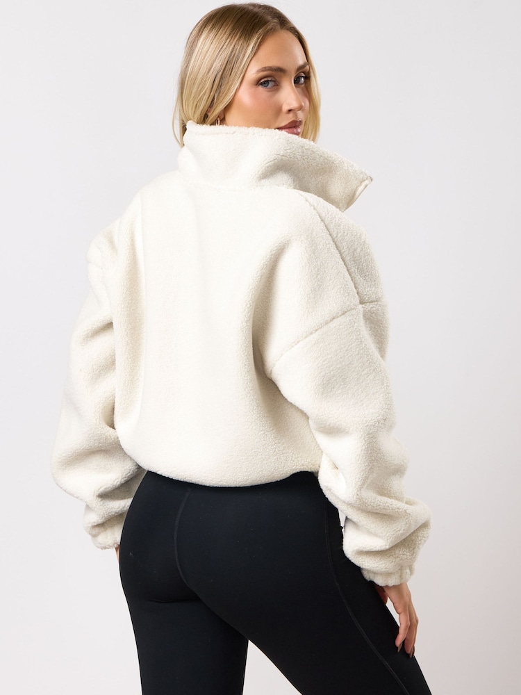 Blanc - Polaire Raccourci Gym King Linear Borg à fermeture éclair intégrale - Image 2 de 3