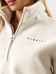 Gym King White Linear Cropped Borg Full Zip Fleece - Image 4 of 4