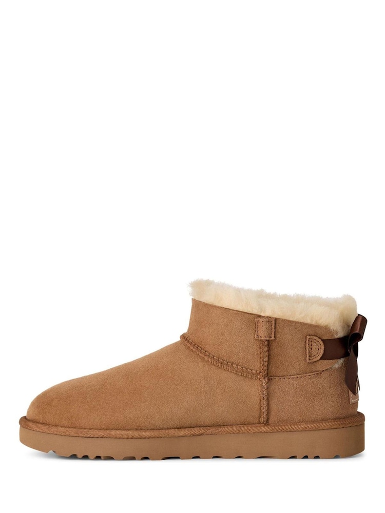 UGG Brown Ultra Mini Bailey Bow Boots - Image 2 of 5 UGG Brown Ultra Mini Bailey Bow Boots - Image 2 of 5