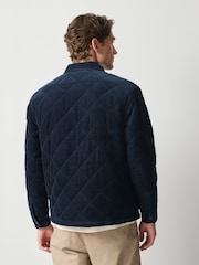 海軍藍 - Quilted Cord Borg Lined Shacket - 圖片 3，共 9