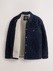 海軍藍 - Quilted Cord Borg Lined Shacket - 圖片 7，共 9
