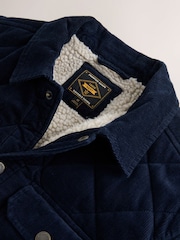 海軍藍 - Quilted Cord Borg Lined Shacket - 圖片 8，共 9