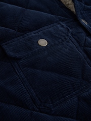 海軍藍 - Quilted Cord Borg Lined Shacket - 圖片 9，共 9