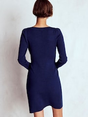 Boden Blue Tiana Tie Front Knitted Dress - Image 3 of 7