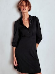 Boden Black Orla Short Jersey Shirt Dress - Image 4 of 5