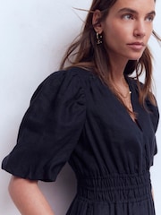 Boden Blue Irene Puff Sleeve Linen Dress - Image 2 of 6