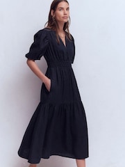 Boden Blue Irene Puff Sleeve Linen Dress - Image 5 of 6