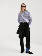 Mango Blue Long Sleeve Stripe Polo Jumper - Image 4 of 6