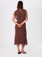 Whistles Brown Polka Dot Print Midi Dress - Image 2 of 4