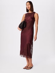 Whistles Brown Lace Insert Midi Dress - Image 1 of 5