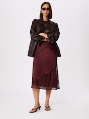 Whistles Brown Lace Insert Midi Dress - Image 3 of 5