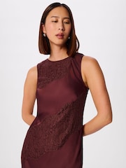 Whistles Brown Lace Insert Midi Dress - Image 5 of 5