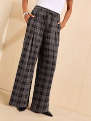 Friends Like These Grey Check Elasticated Waist Wide Leg Trousers - Image 3 of 4