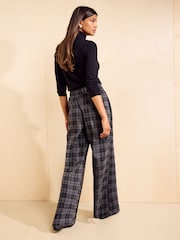 Friends Like These Grey Check Elasticated Waist Wide Leg Trousers - Image 5 of 5