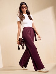Burgunderrot - Friends Like These Tie Waisted Wide Leg Trousers - Bild 3 von 5