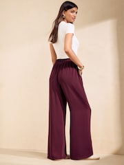 Burgunderrot - Friends Like These Tie Waisted Wide Leg Trousers - Bild 5 von 5