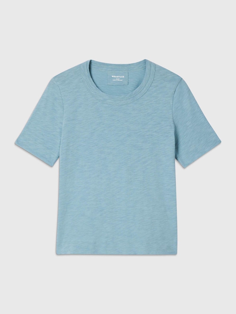 Whistles Blue Rosa Double Trim T-Shirt - Image 5 of 5
