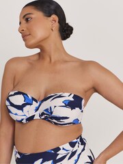 Simply Be Blue Magisculpt Twist Front Bandeau Underwired Bikini Top - Image 3 of 4