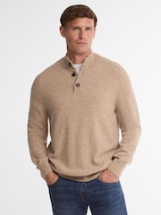 Barbour® Beige Briggs Half Button Knit Jumper - Image 1 of 5