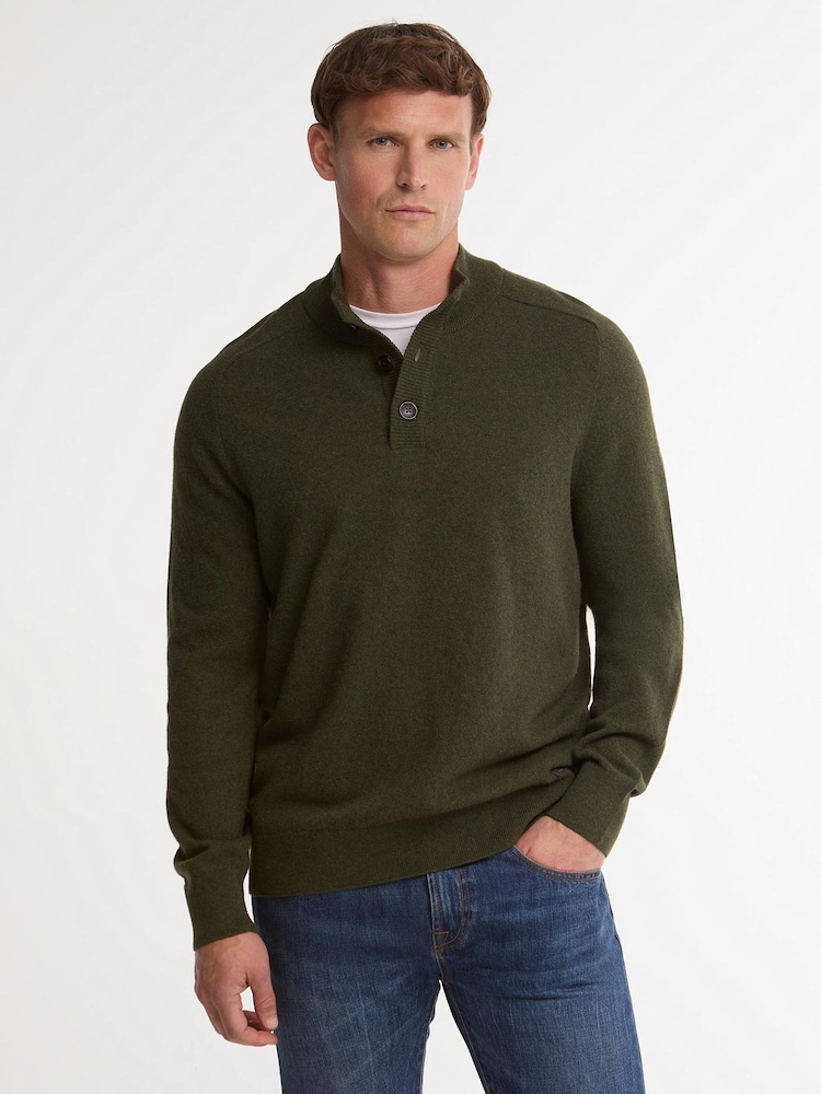 Barbour® Green Briggs Half Button Knit Jumper - Image 1 of 5 Barbour® Green Briggs Half Button Knit Jumper - Image 1 of 5