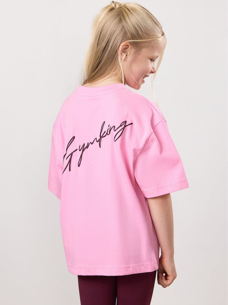 Gym King Pink Script Boyfriend T-Shirt - Image 2 of 4 Gym King Pink Script Boyfriend T-Shirt - Image 2 of 4