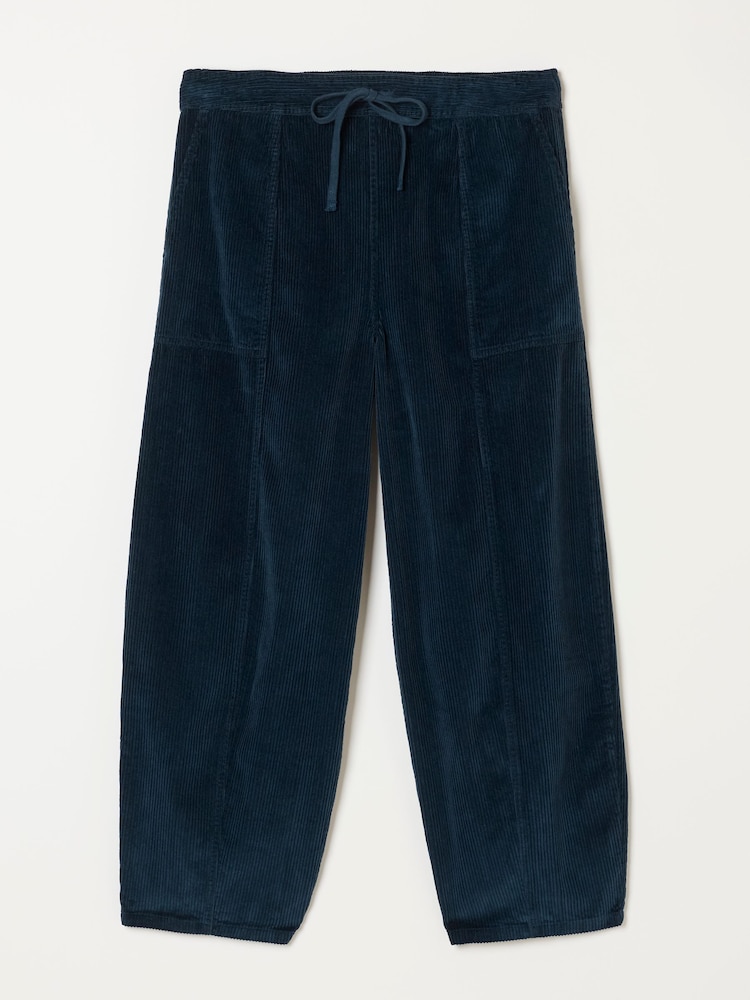 FatFace Alev Navy Petite Barrel Cropped Cord Trousers - Image 6 of 6 FatFace Alev Navy Petite Barrel Cropped Cord Trousers - Image 6 of 6