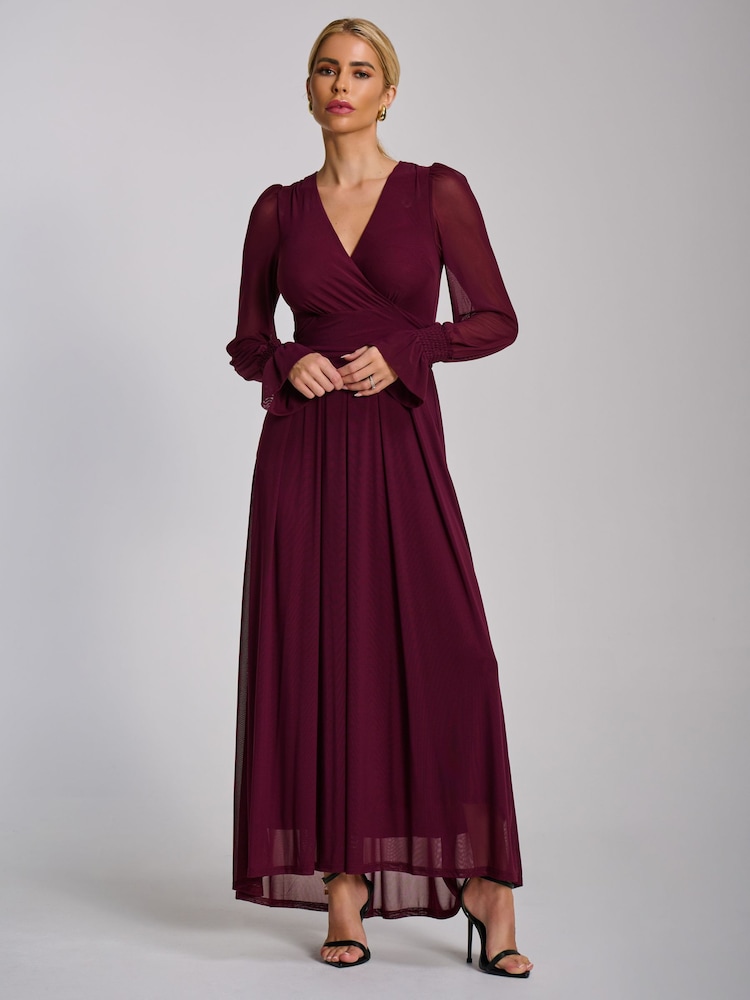 Buy Jolie Moi Purple Mesh Long Sleeve Maxi Dress from Next Italy