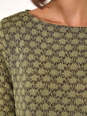 Roman Green Metallic Textured Knit Tunic Top - Image 5 of 5