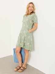 FatFace Simone Sage Green Posie Jersey Dress - Image 1 of 5