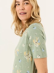 FatFace Simone Sage Green Posie Jersey Dress - Image 3 of 5