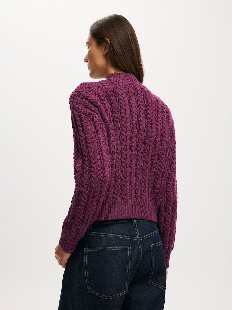 Cotton On Purple Boxy Mock Neck Knit Jumper - Image 2 of 3