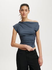 Cotton On Blue Georgie Off Shoulder Short Sleeve Top - Image 3 of 4