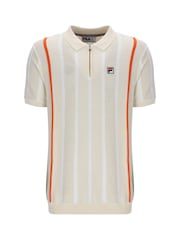 Fila Cream Giorgiocrochet Patchwork Knitted Polo Shirt With Zip Neck - Image 1 of 2