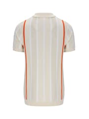 Fila Cream Giorgiocrochet Patchwork Knitted Polo Shirt With Zip Neck - Image 2 of 2